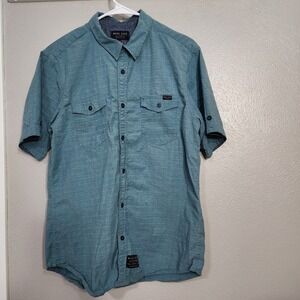 Marc Ecko‎ Men's Large Green/Blue Short Sleeve Button Up